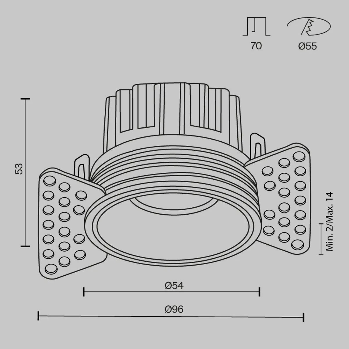 Spot LED encastrable rond compact, 6 ou 8 cm, trois coloris