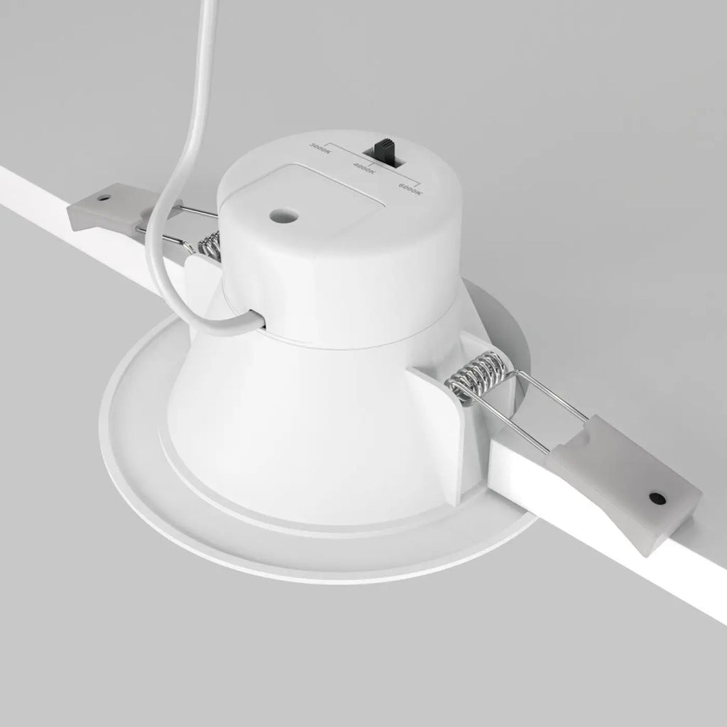 Spot LED encastrable rond en acier blanc, trois diamètres