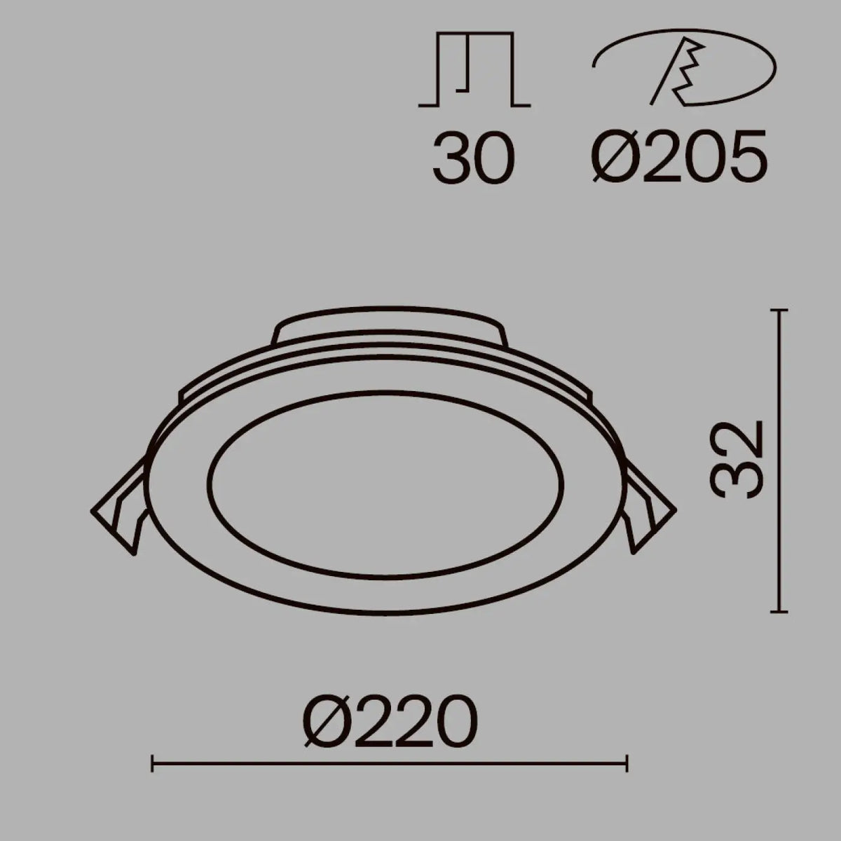 Spot LED encastrable rond en acier blanc, trois diamètres