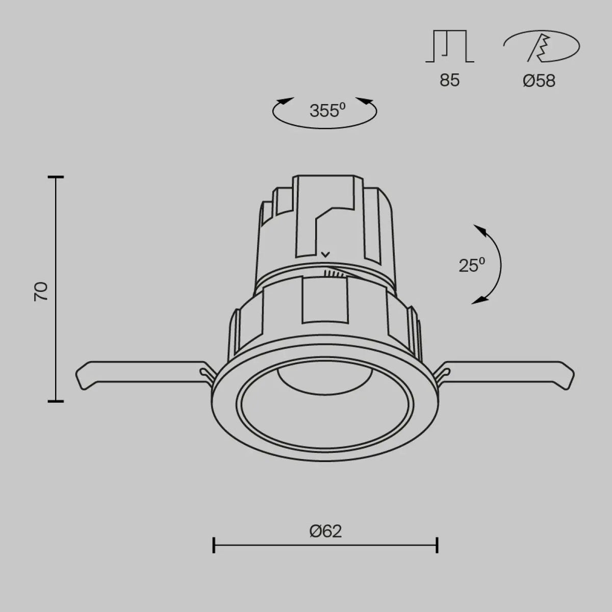 Spot encastrable LED orientable pour éclairer un mur, noir ou blanc