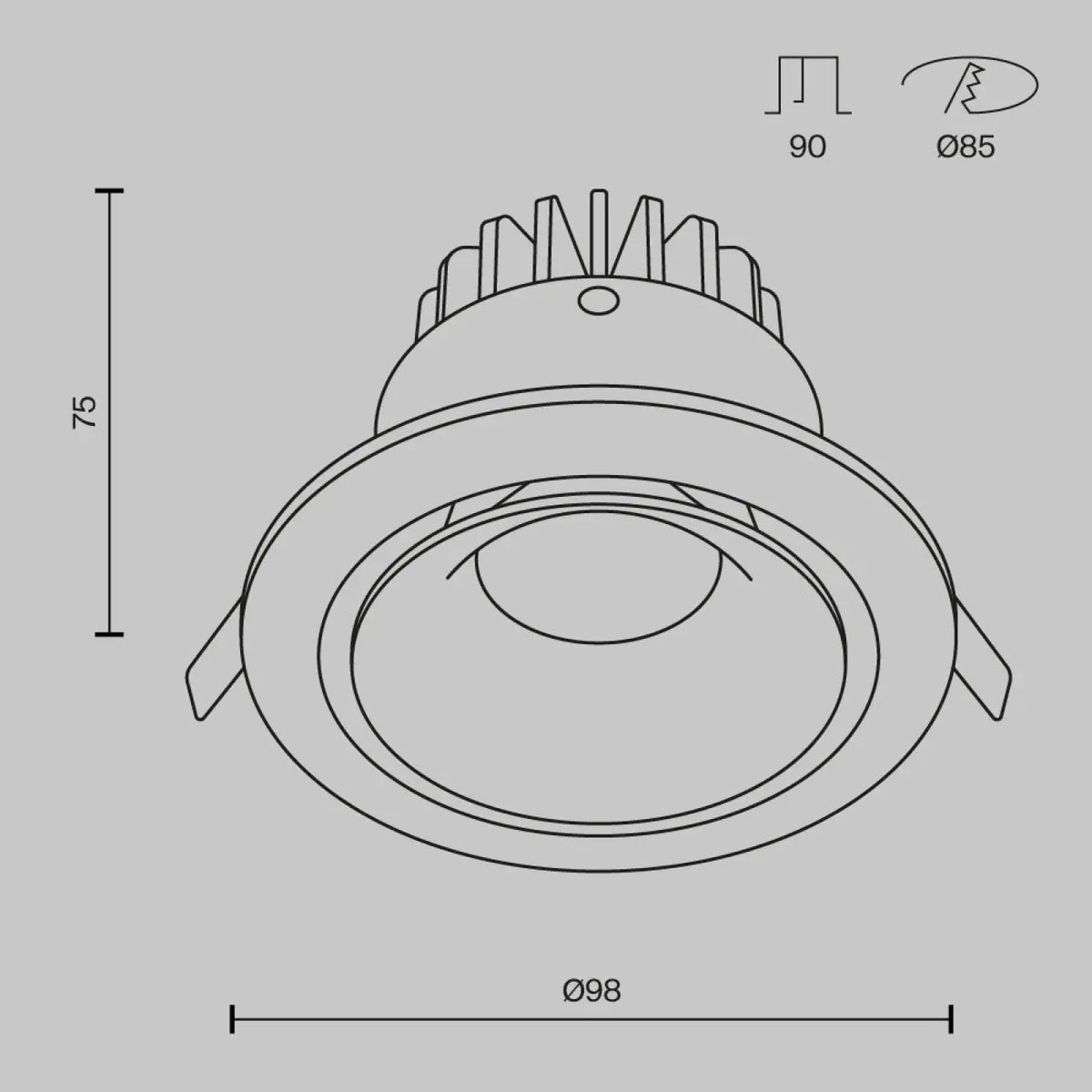 Spot encastrable LED rond en acier, 3000K ou 4000K