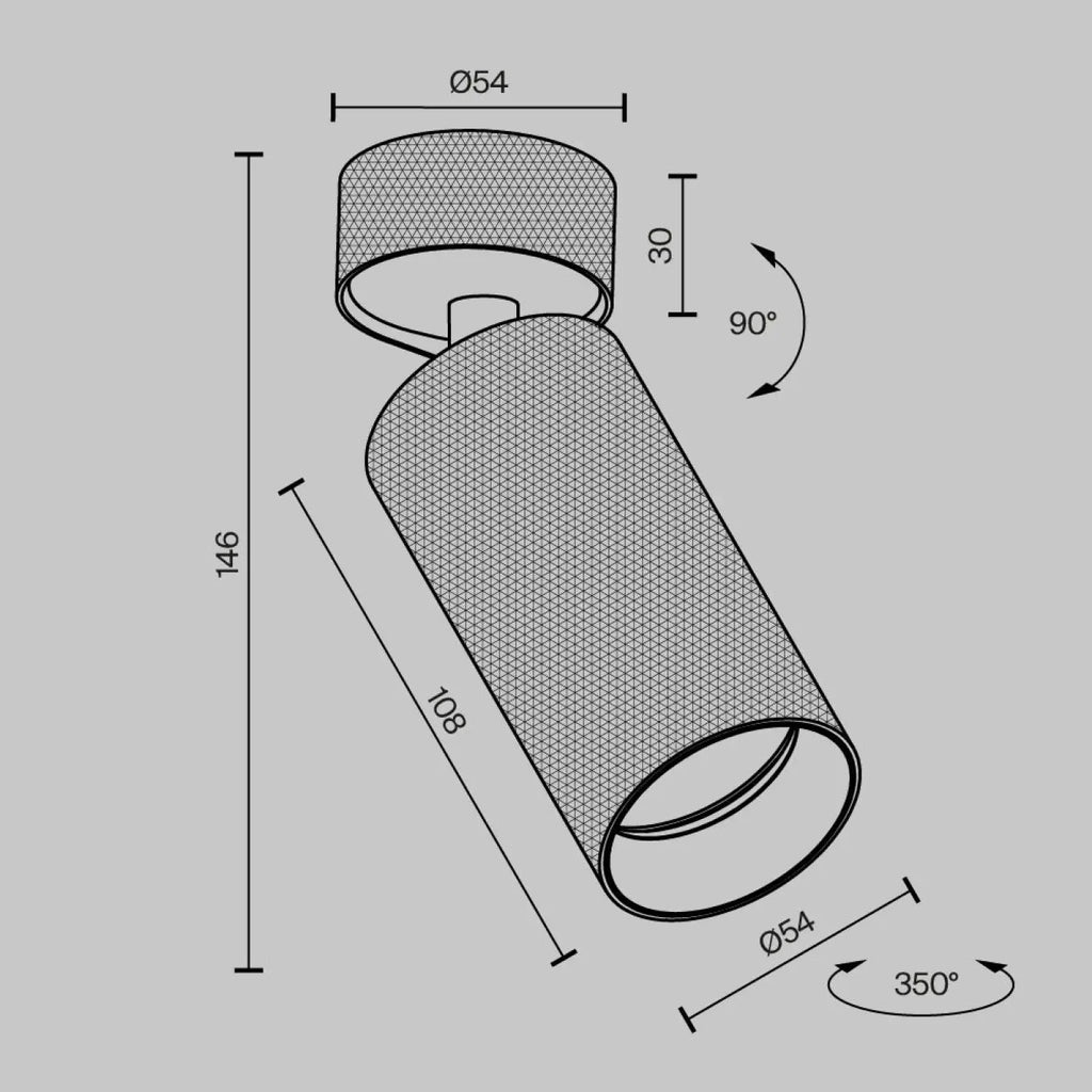 Spot orientable en saillie, cylindre en aluminium texturé GU10