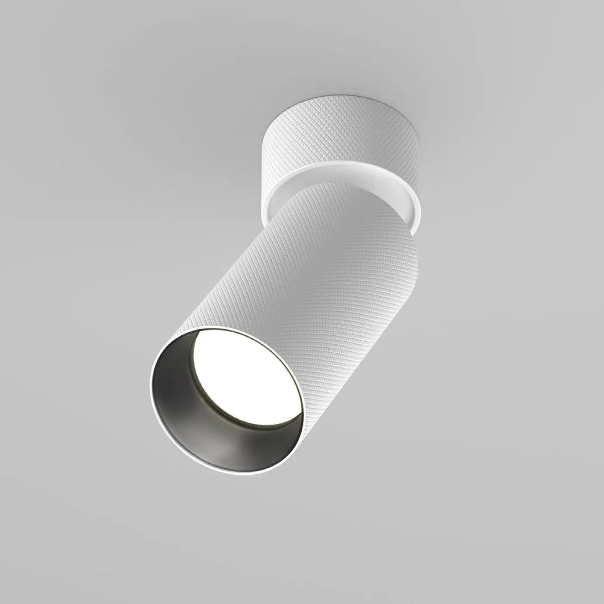 Spot orientable en saillie, cylindre en aluminium texturé GU10, blanc