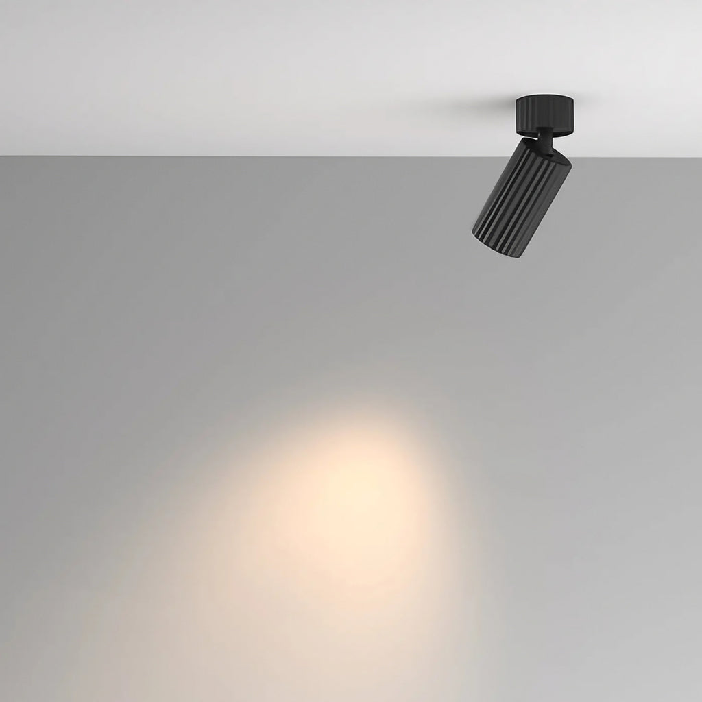 Spot orientable cannelé en aluminium, culot GU10, trois finitions, noir