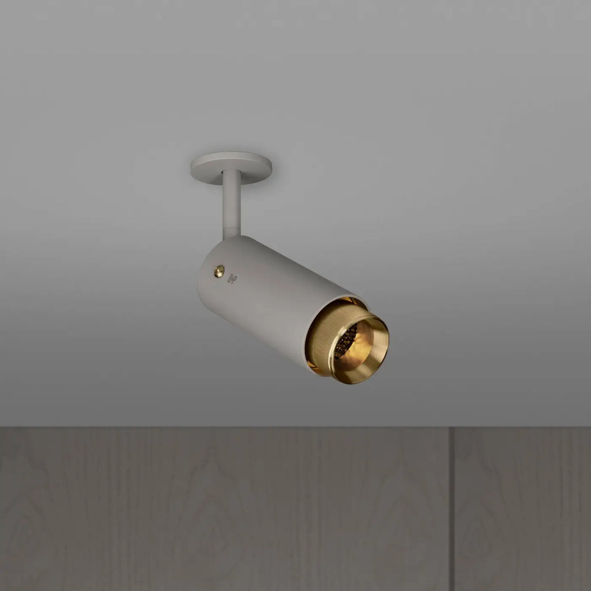 Spot de plafond orientable en saillie sur bras, aluminium, doré