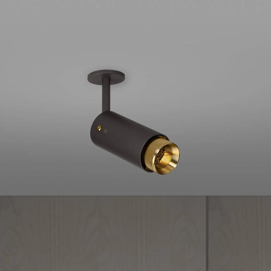 Spot de plafond orientable en saillie sur bras, aluminium, doré