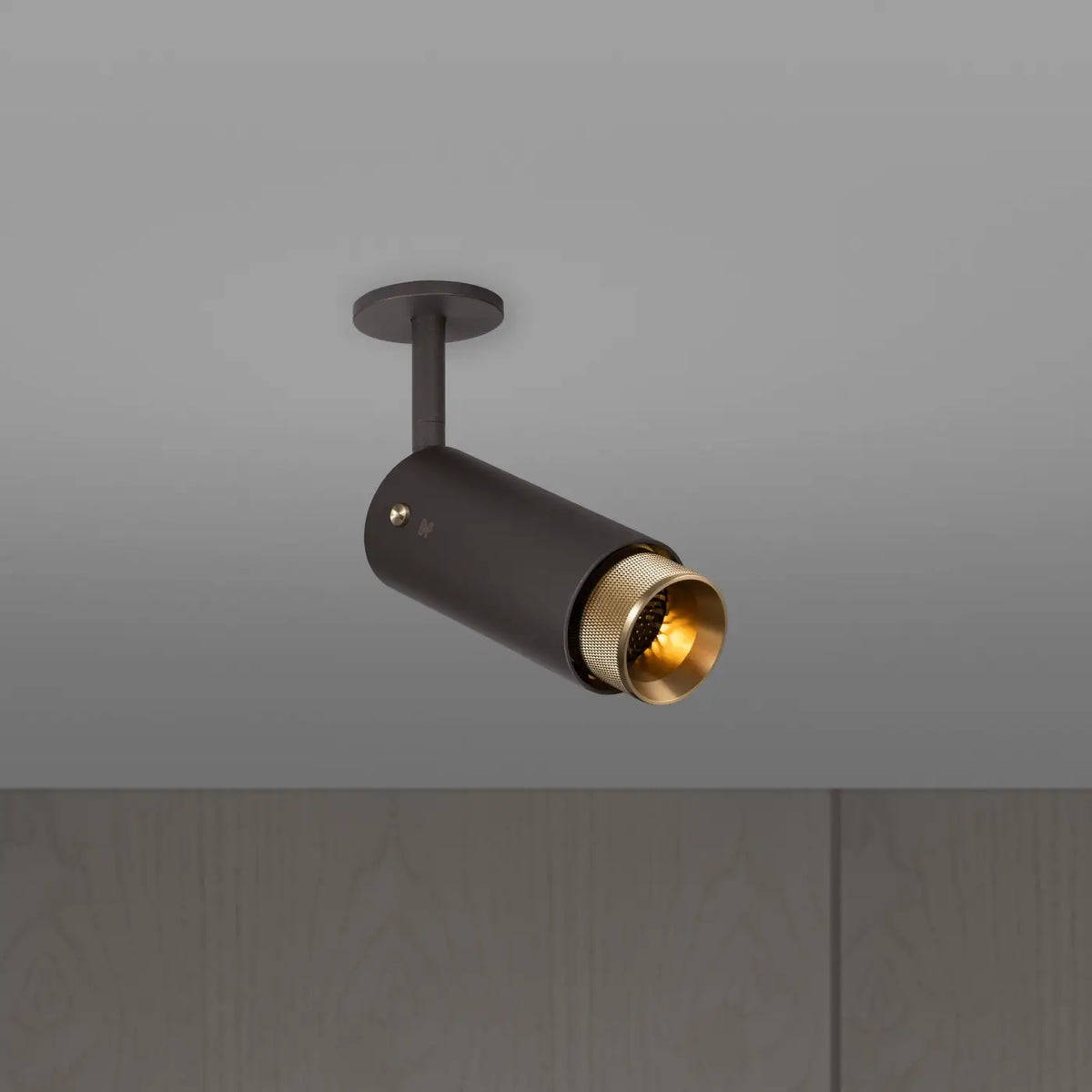 Spot de plafond orientable en saillie sur bras, aluminium, doré