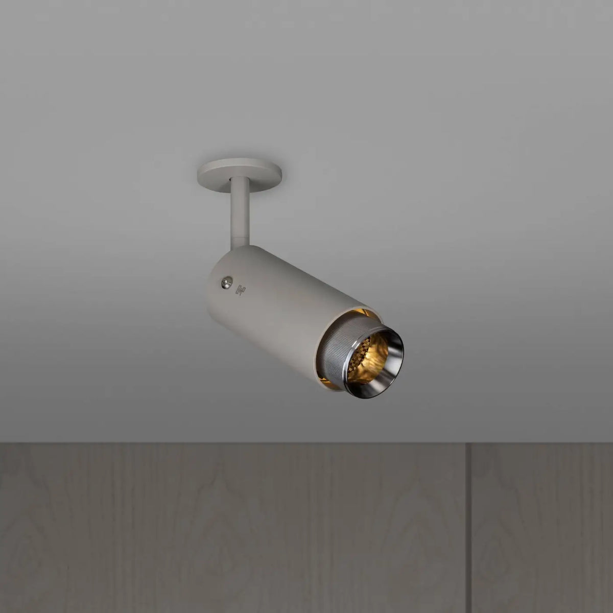 Spot de plafond orientable en saillie sur bras, aluminium, argenté