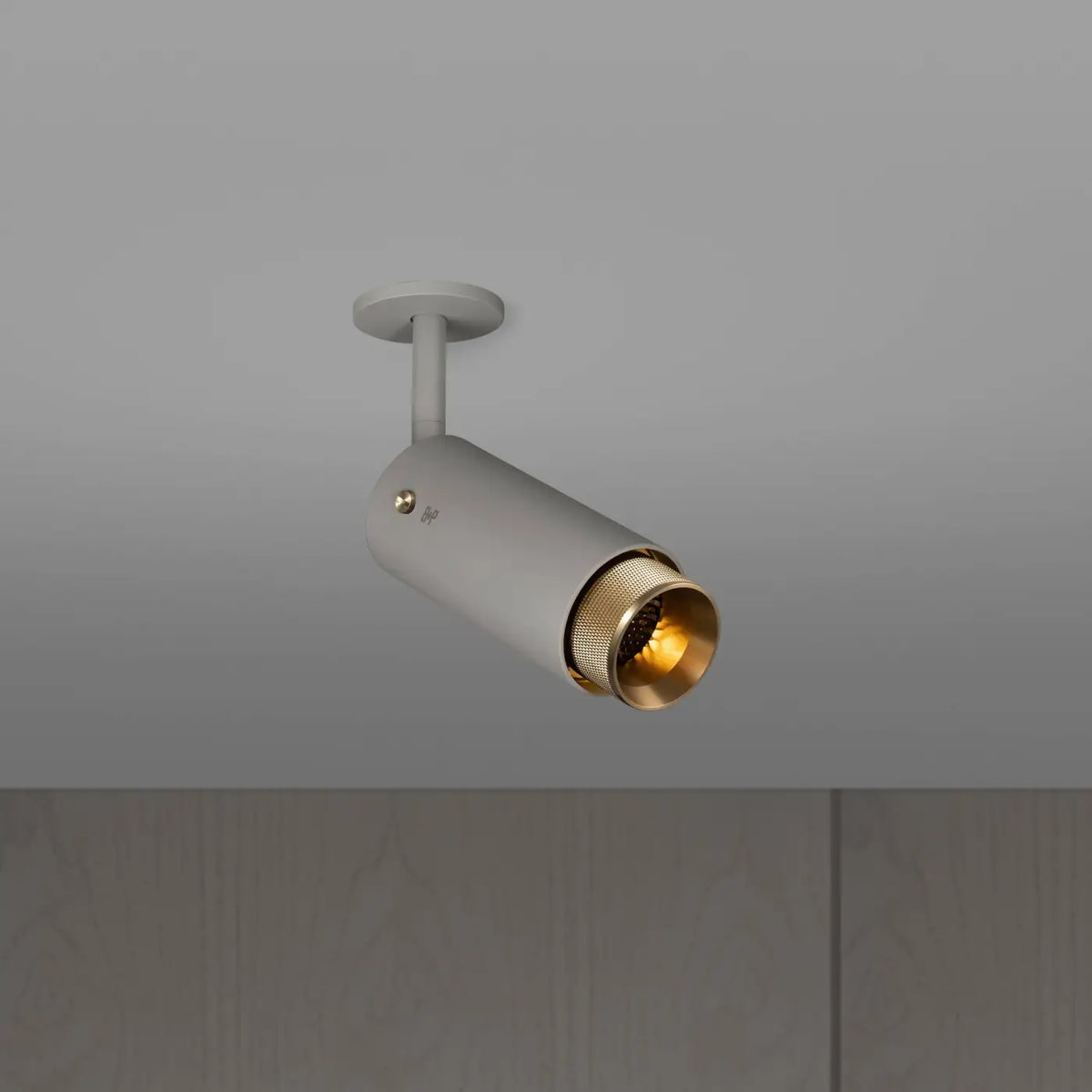 Spot de plafond orientable en saillie sur bras, aluminium, doré
