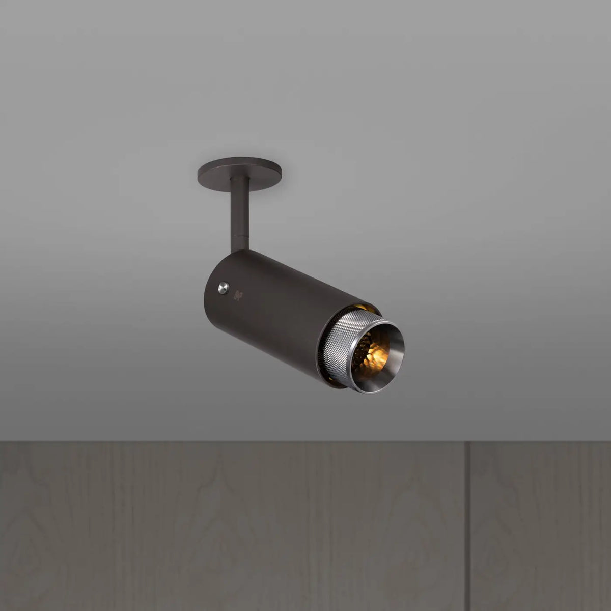 Spot de plafond orientable en saillie sur bras, aluminium, argenté