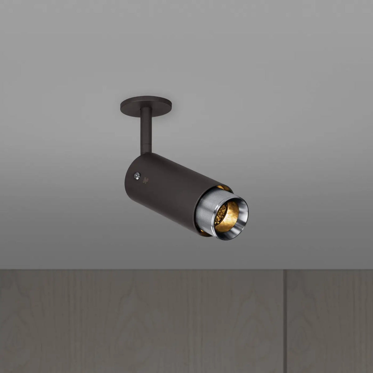 Spot de plafond orientable en saillie sur bras, aluminium, argenté