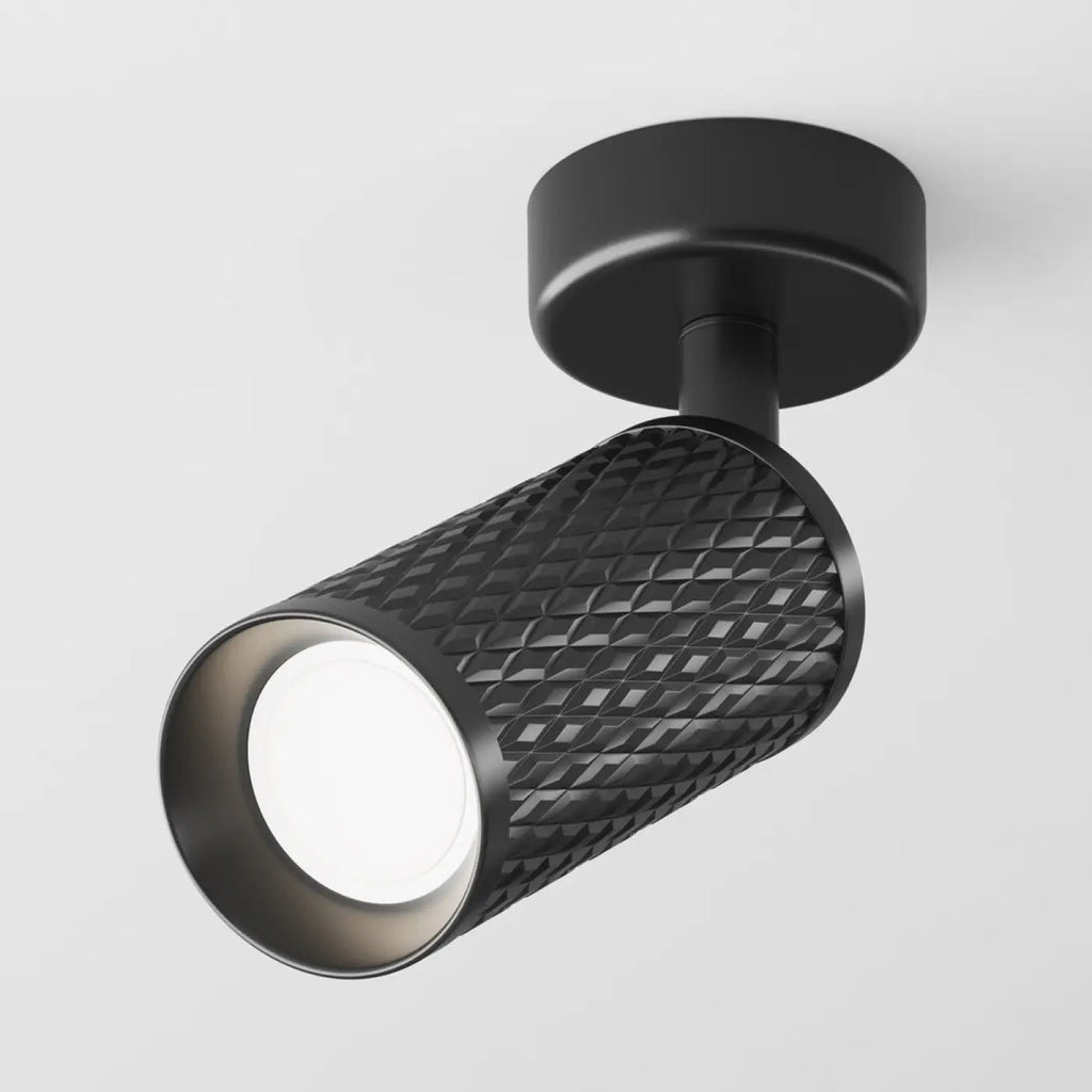 Spot orientable à tête texturée en acier, noir, blanc ou doré, noir