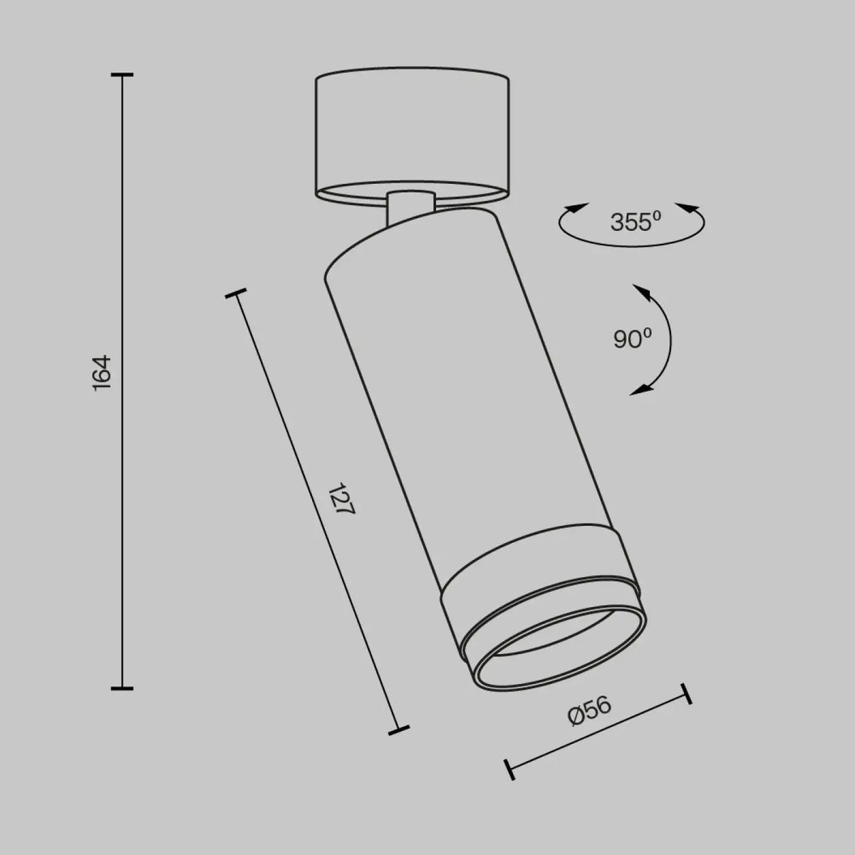 Spot LED orientable à zoom, faisceau réglable, 12 W