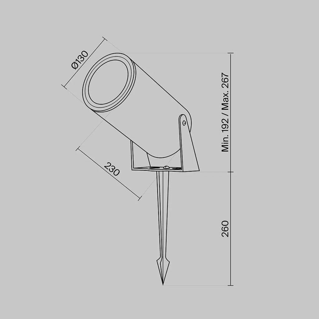 Spot extérieur LED à piquer en aluminium, tête orientable, IP65