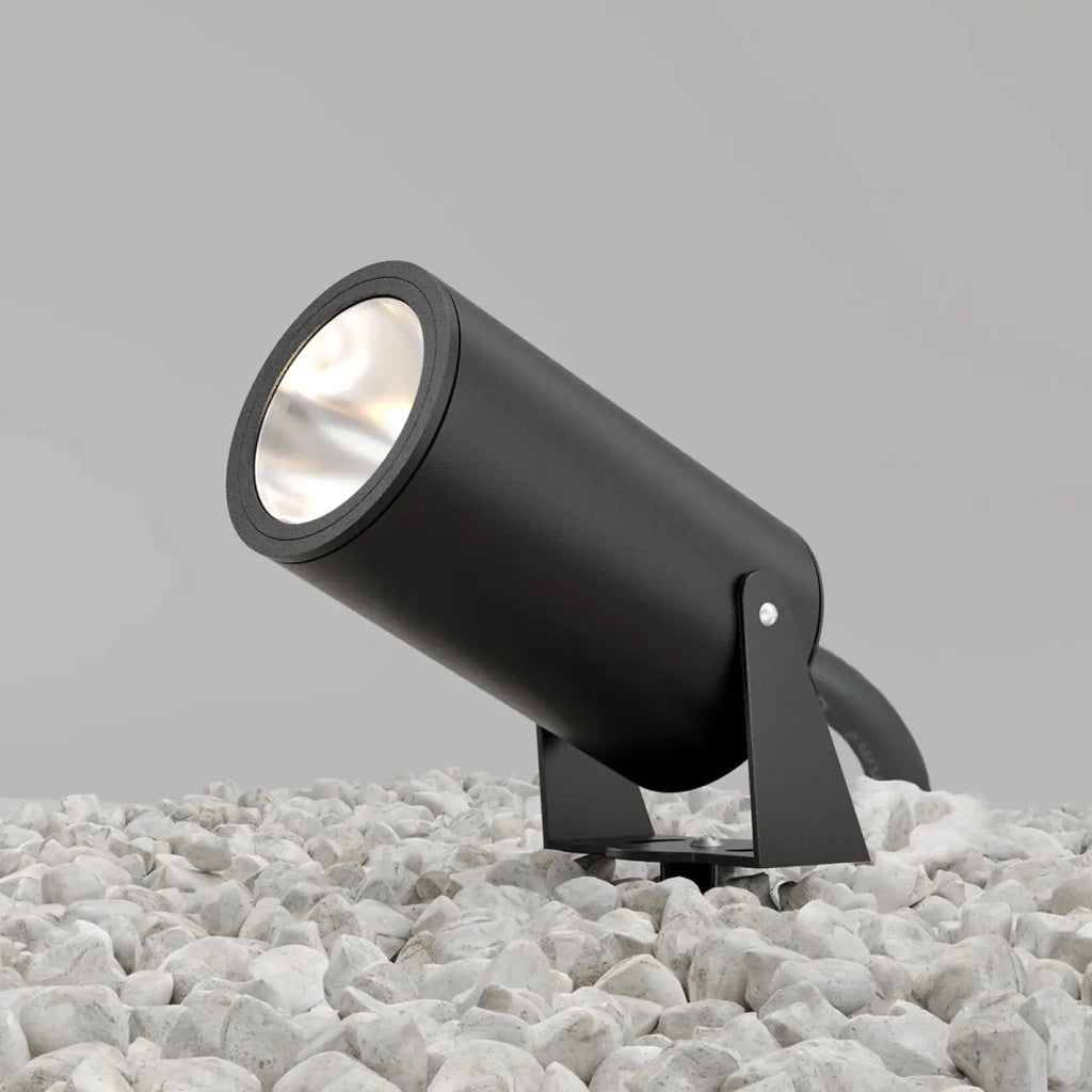 Spot extérieur LED à piquer en aluminium, tête orientable, IP65, gris