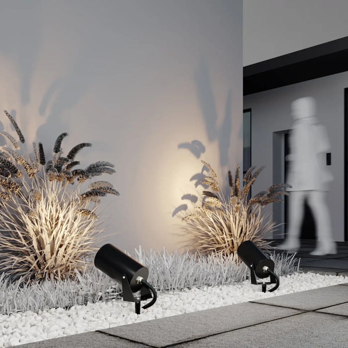 Spot extérieur LED à piquer en aluminium, tête orientable, IP65