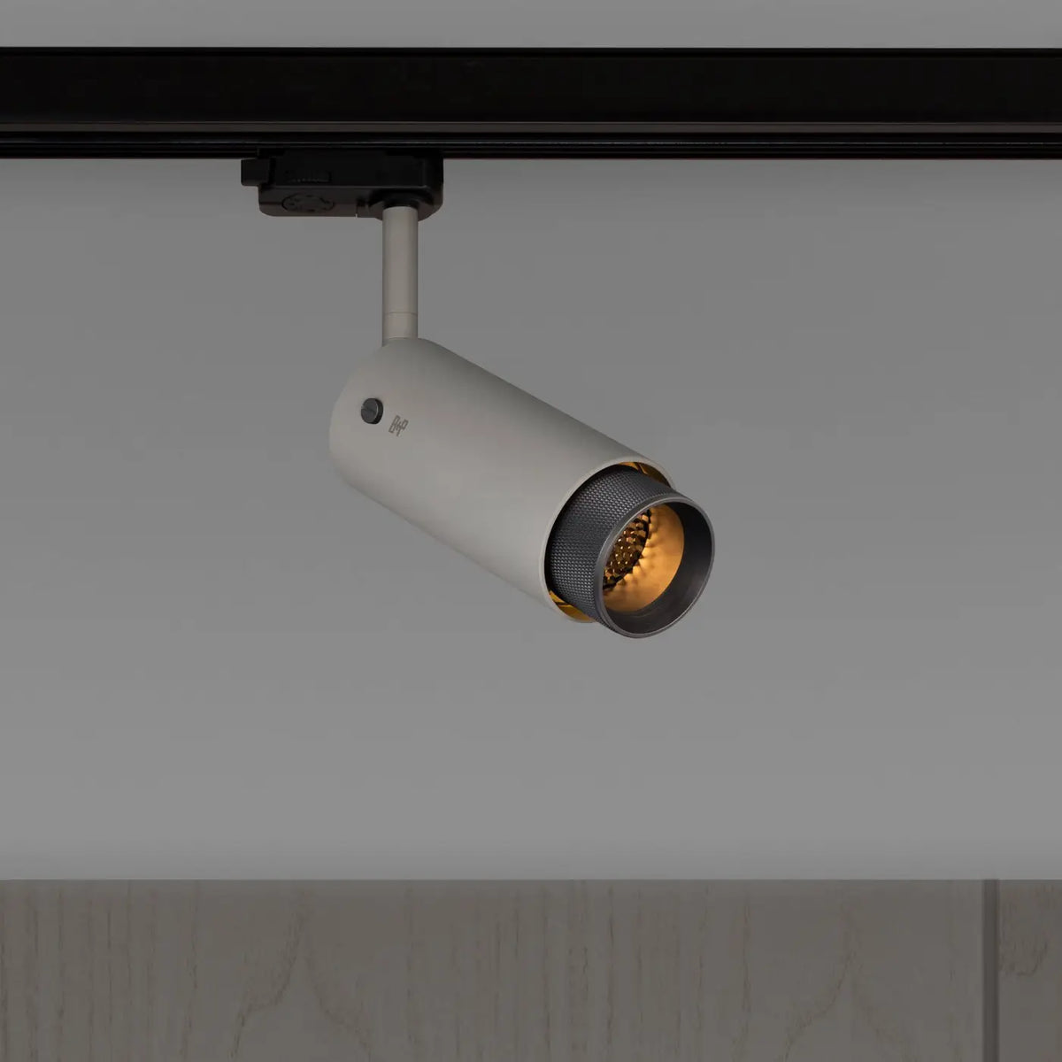 Spot sur rail orientable en aluminium, déflecteur gravé, GU10, gris
