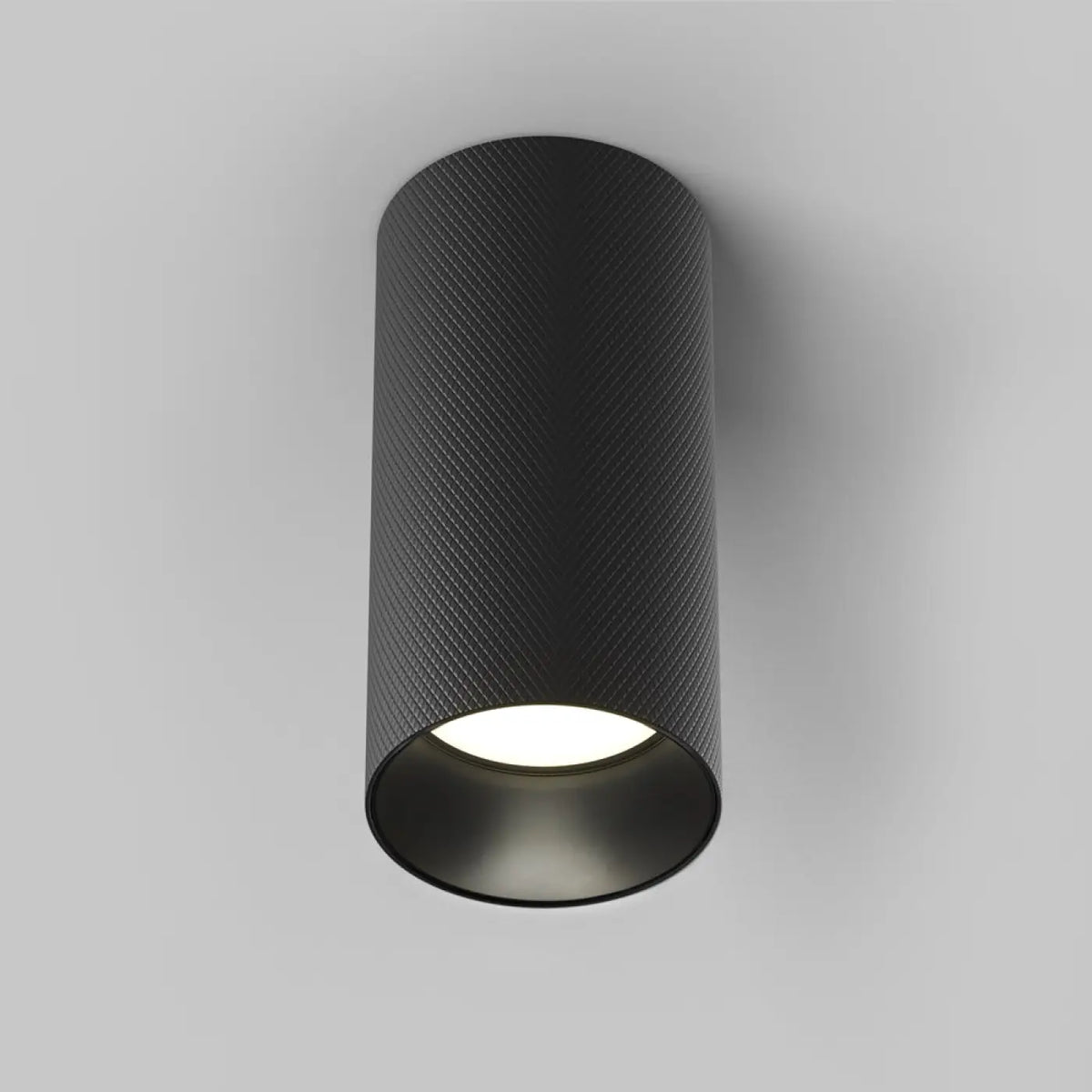 Spot en saillie cylindre en aluminium texturé, culot GU10, noir