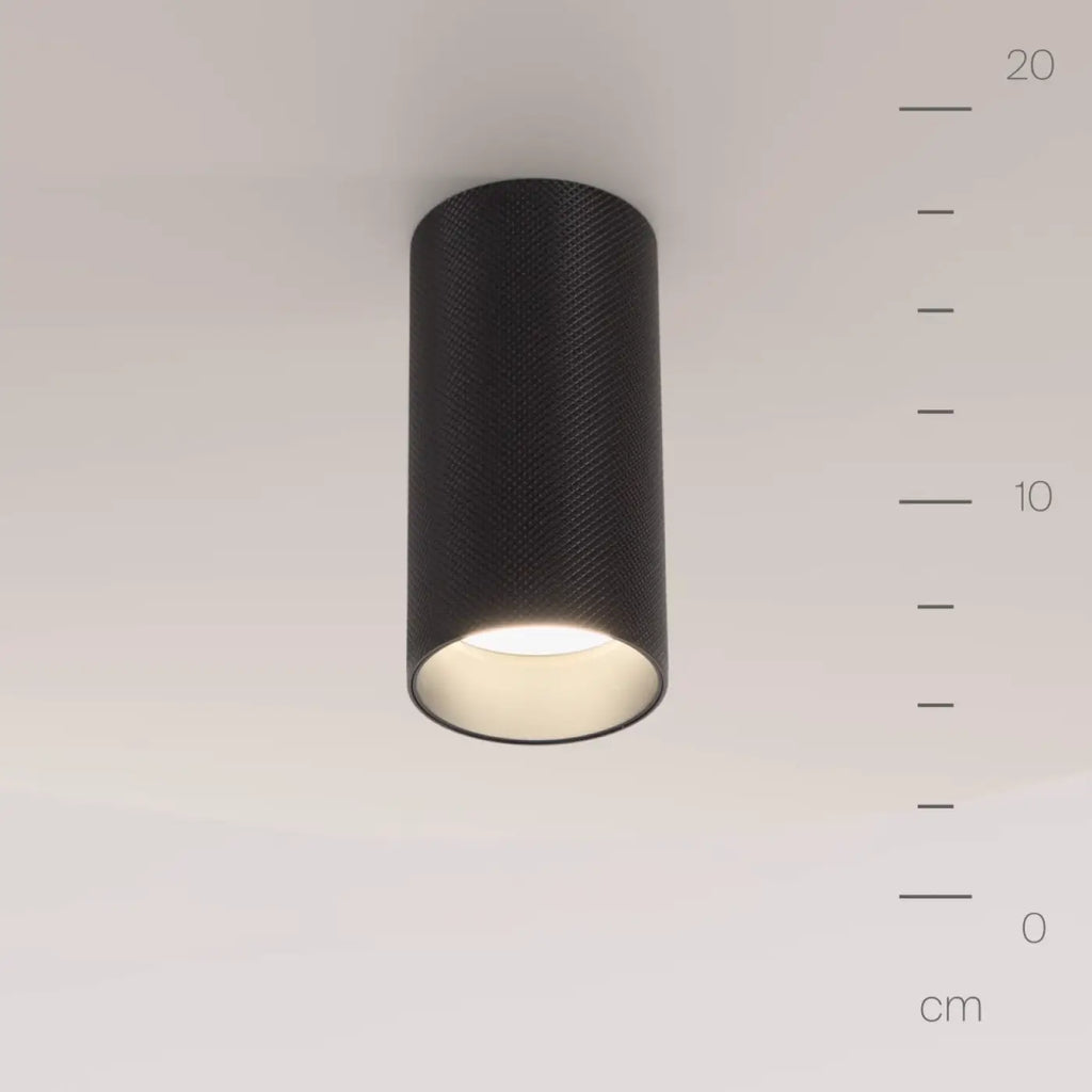 Spot en saillie cylindre en aluminium texturé, culot GU10