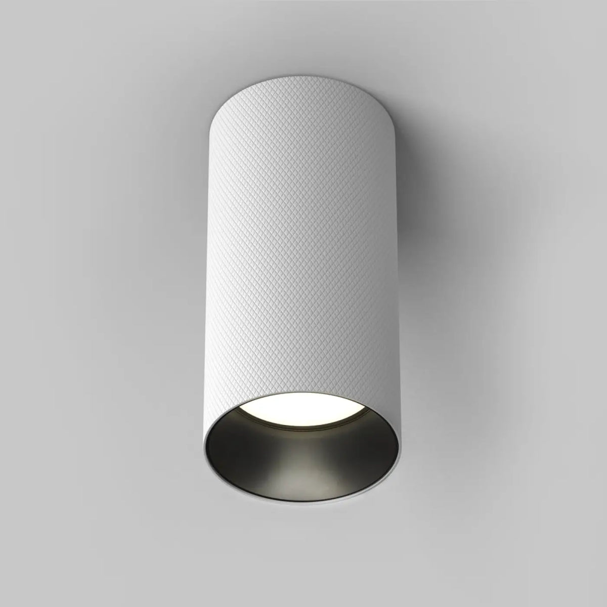Spot en saillie cylindre en aluminium texturé, culot GU10, blanc