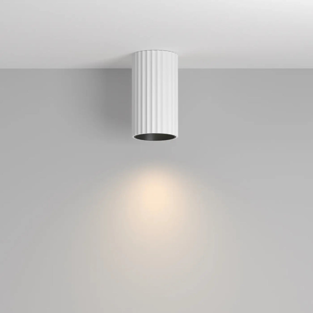 Spot en saillie cylindre cannelé en aluminium, culot GU10, blanc