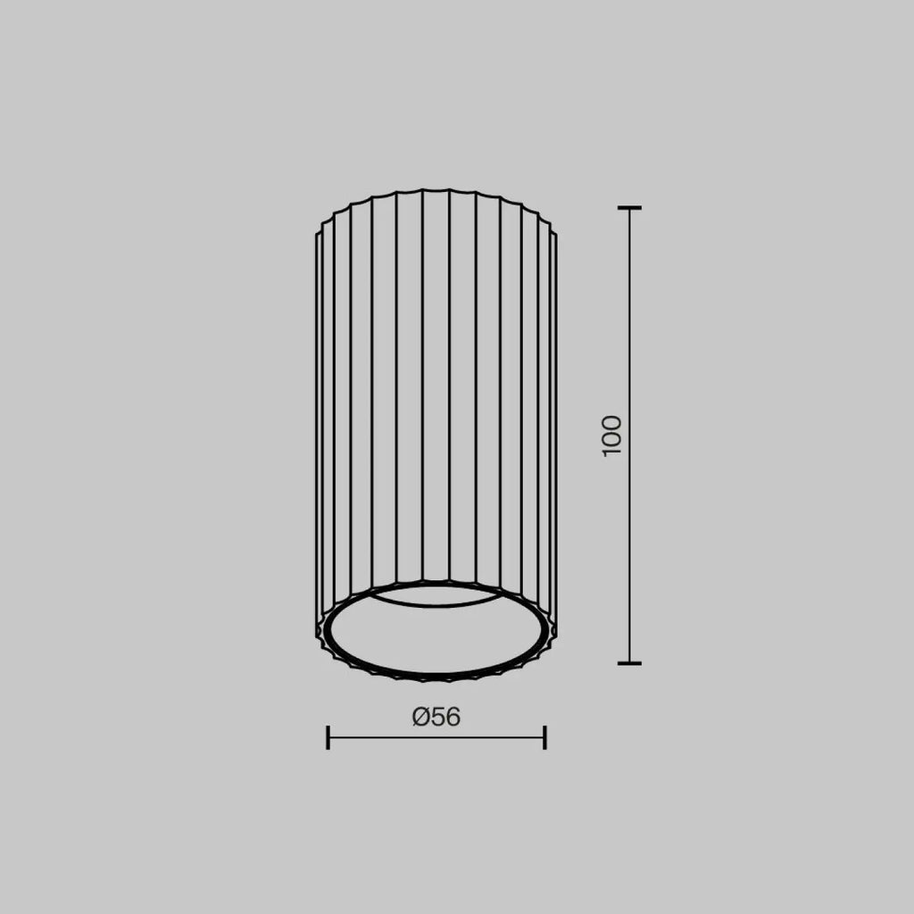 Spot en saillie cylindre cannelé en aluminium, culot GU10