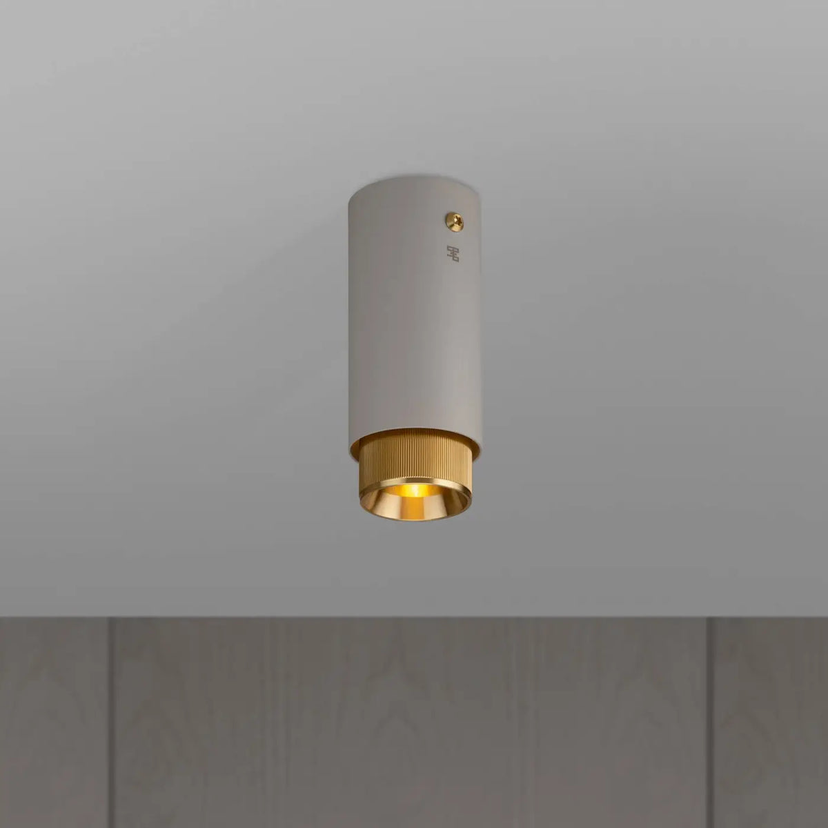 Spot de plafond fixe en saillie, cylindre en aluminium gravé, doré