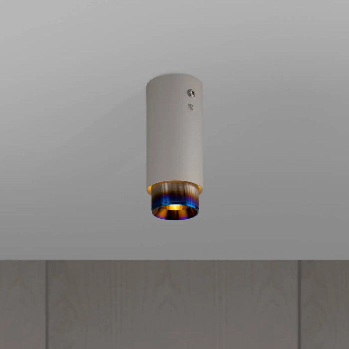 Spot de plafond fixe en saillie, cylindre en aluminium gravé, multicolore