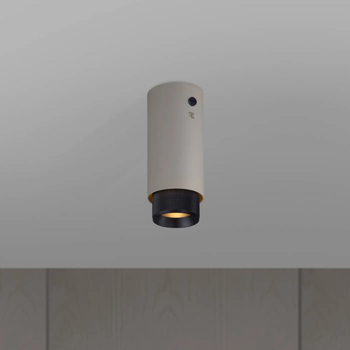 Spot de plafond fixe en saillie, cylindre en aluminium gravé, noir