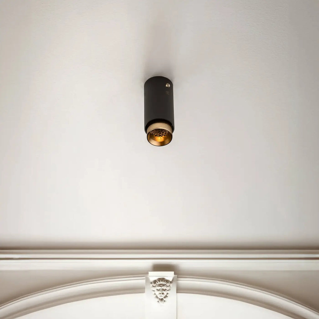 Spot de plafond fixe en saillie, cylindre en aluminium gravé