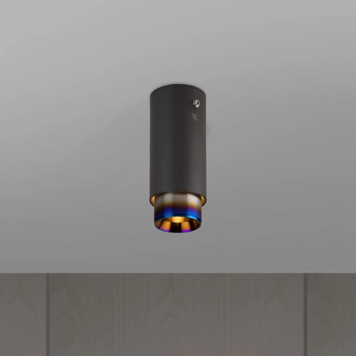 Spot de plafond fixe en saillie, cylindre en aluminium gravé, multicolore