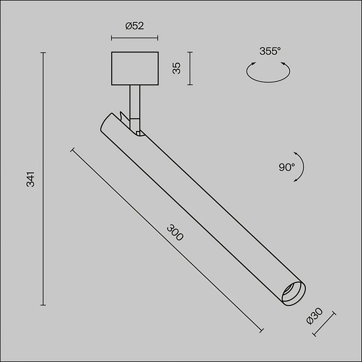 Spot en saillie LED tube ultra-fin, aluminium, 17 ou 34 cm