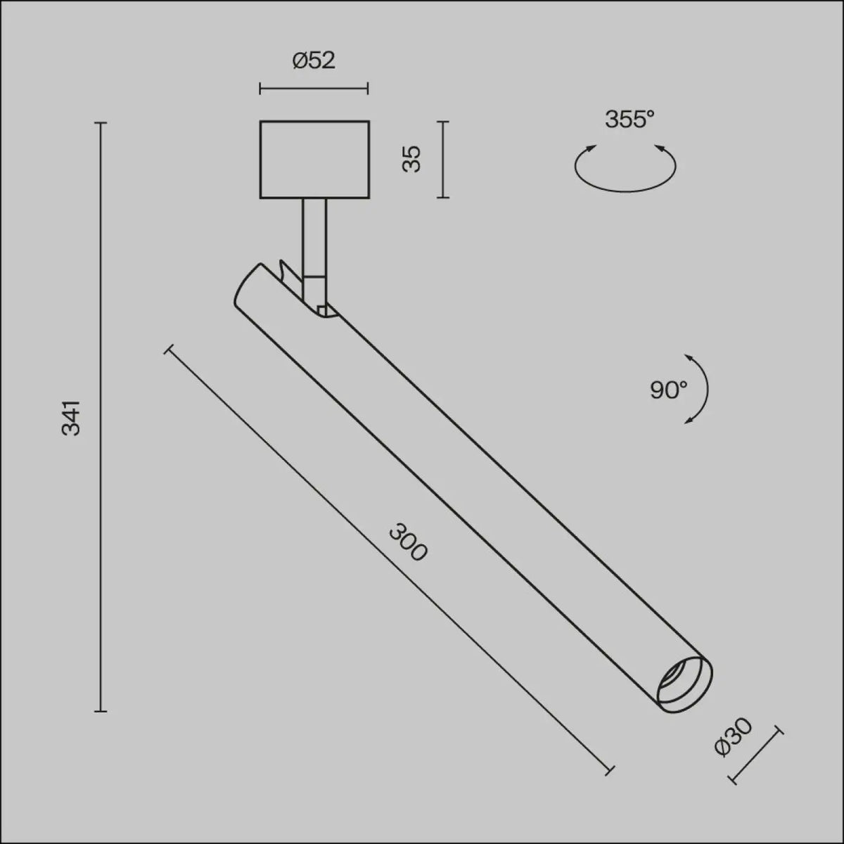 Spot en saillie LED tube ultra-fin, aluminium, 17 ou 34 cm