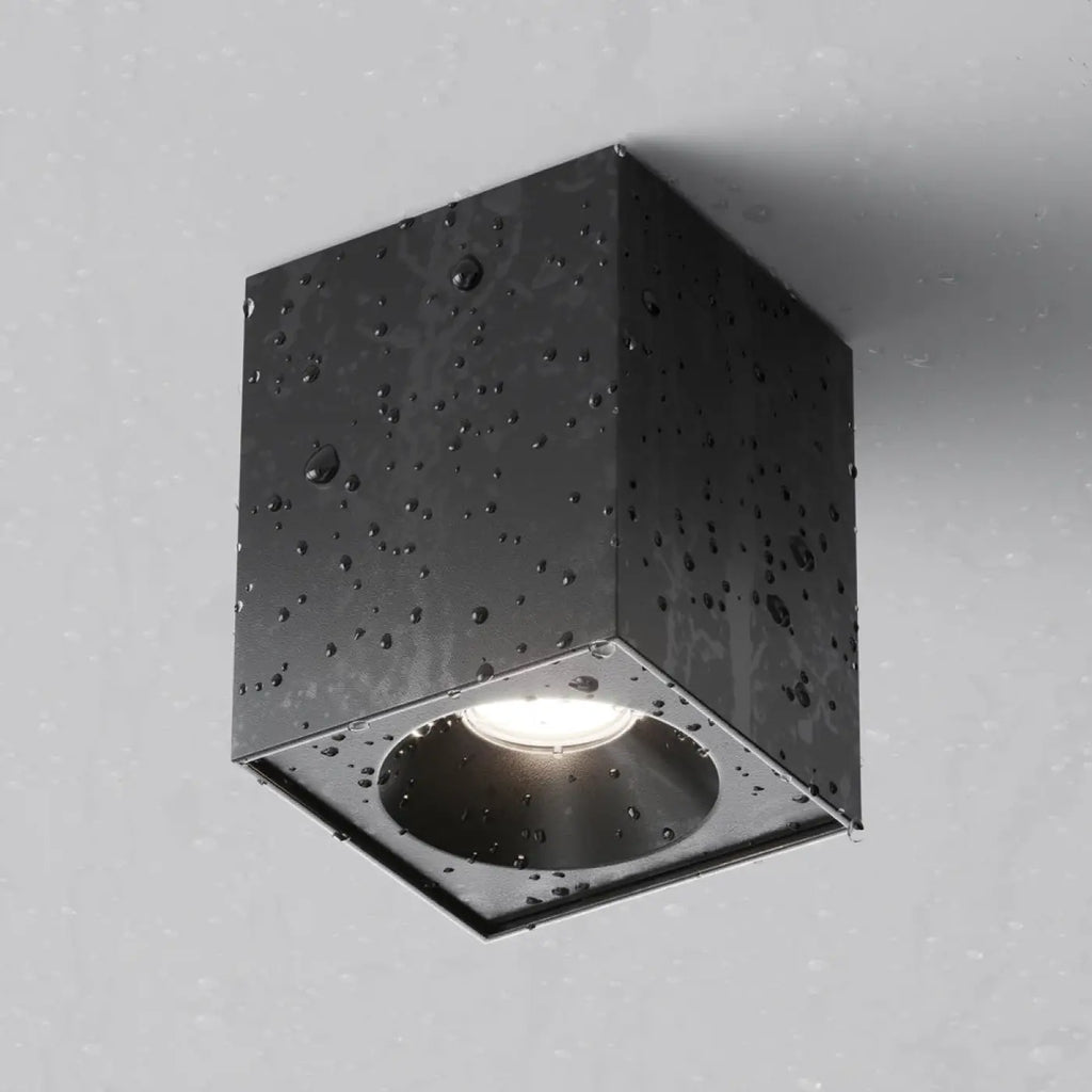 Spot en saillie carré IP65 en acier, culot GU10