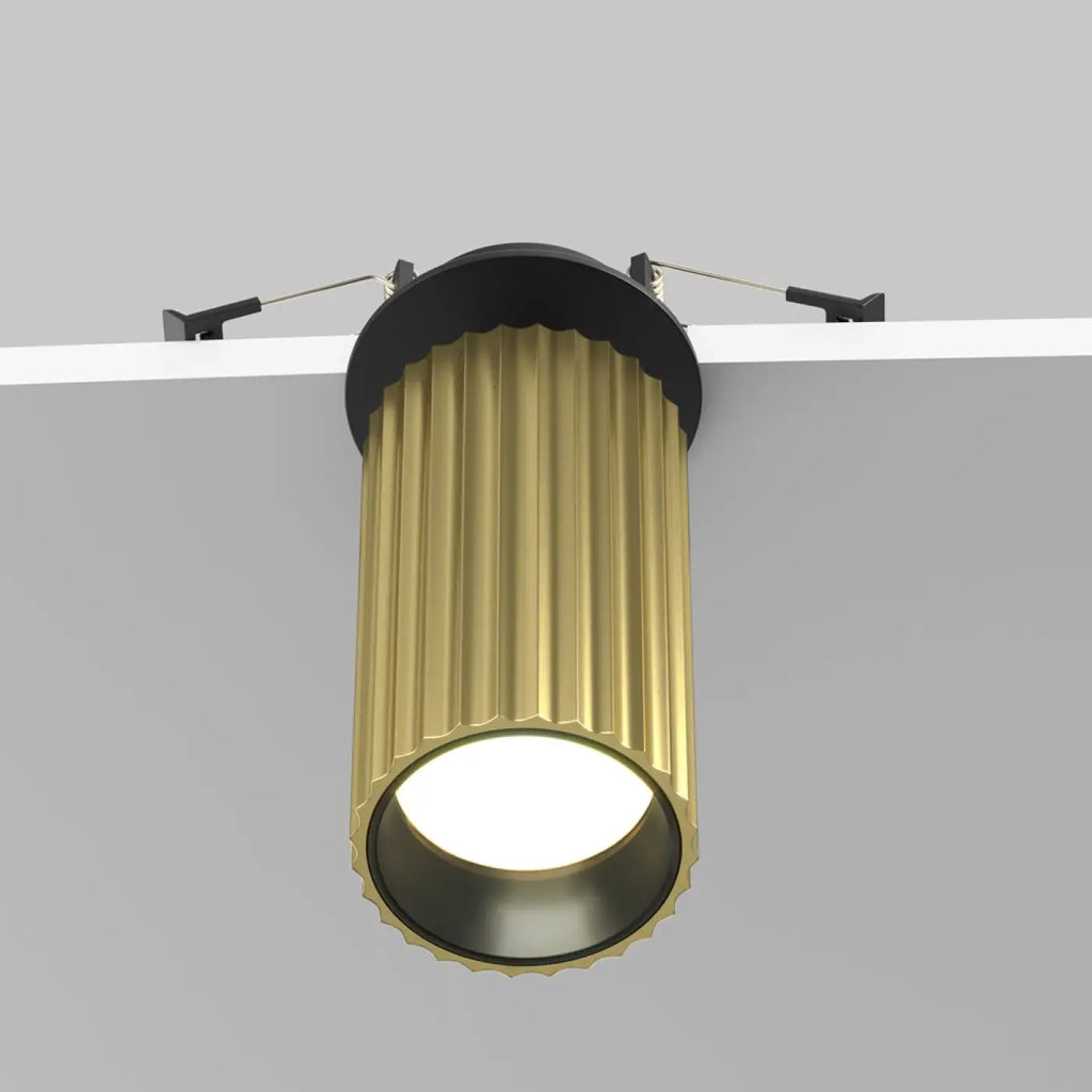 Spot semi-encastrable cylindre cannelé en aluminium, GU10