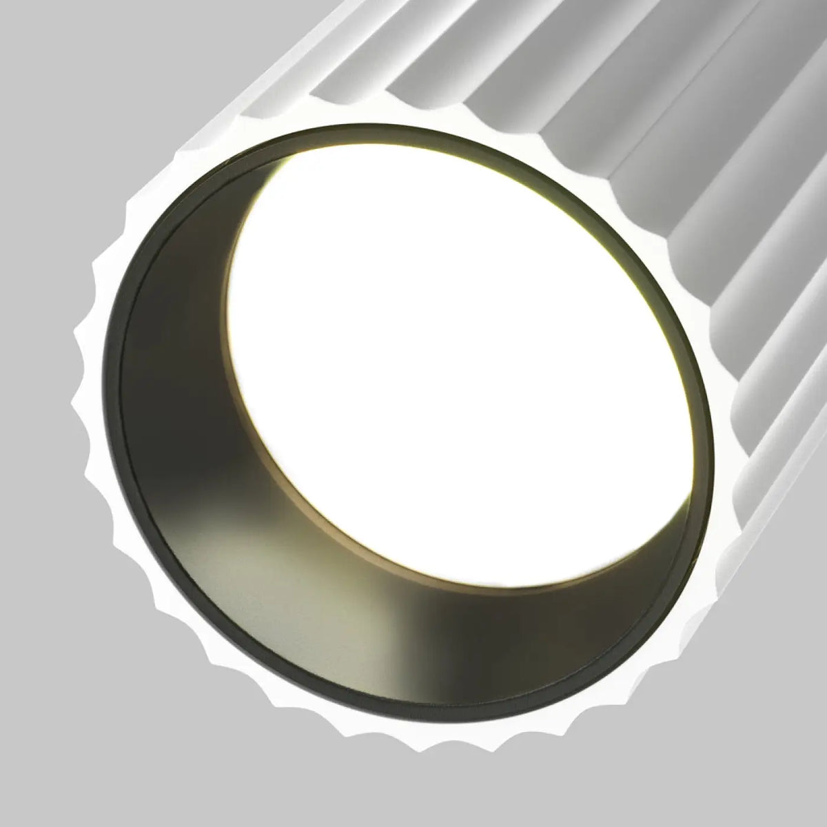 Spot semi-encastrable cylindre cannelé en aluminium, GU10, blanc