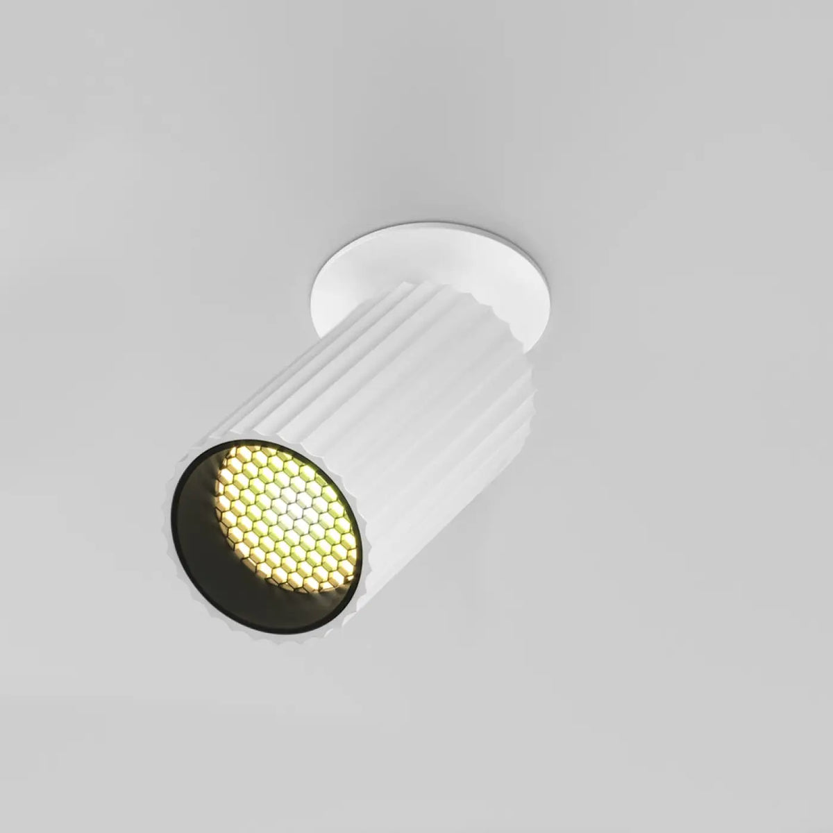 Spot semi-encastrable cylindre cannelé en aluminium, GU10