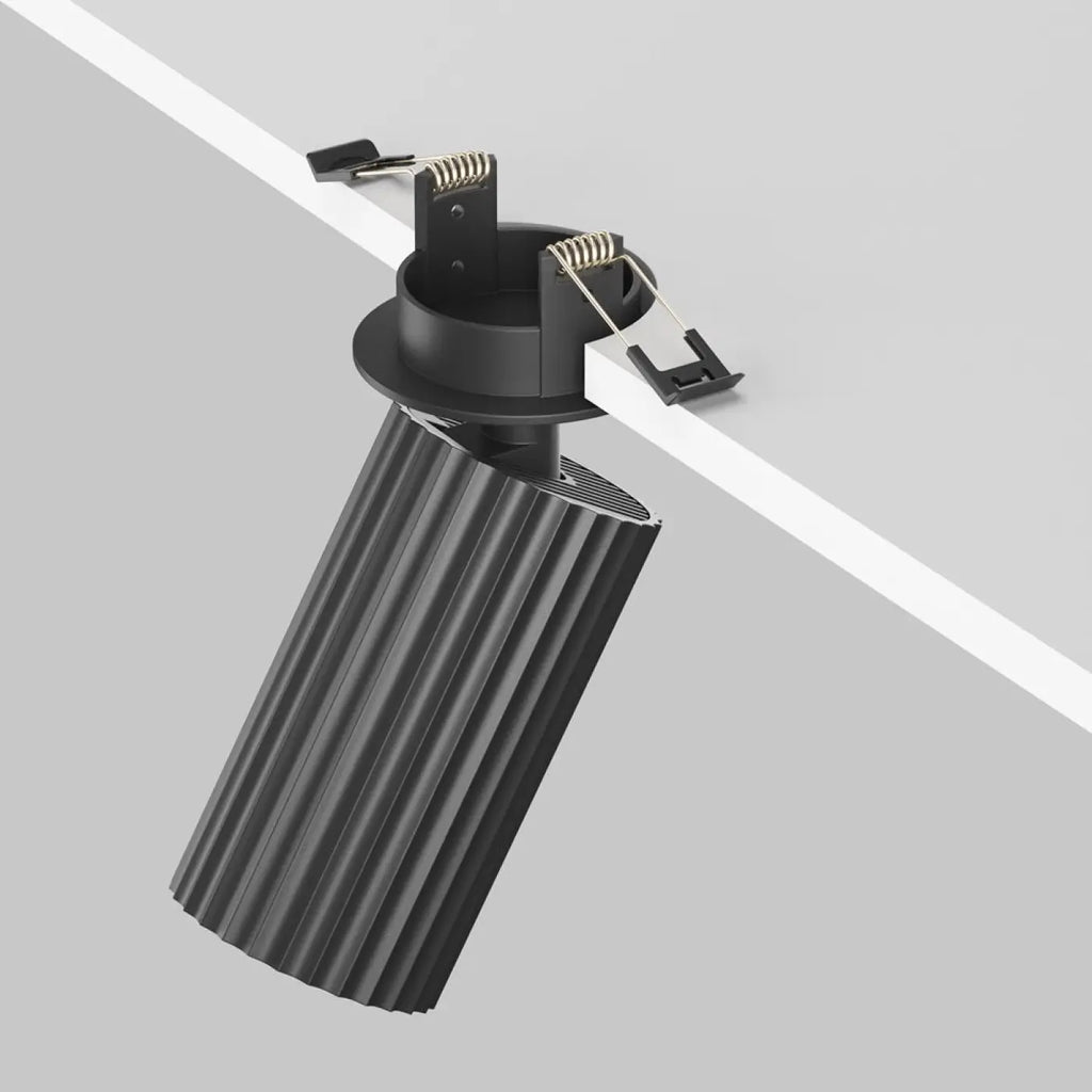 Spot semi-encastrable cylindre cannelé en aluminium, GU10