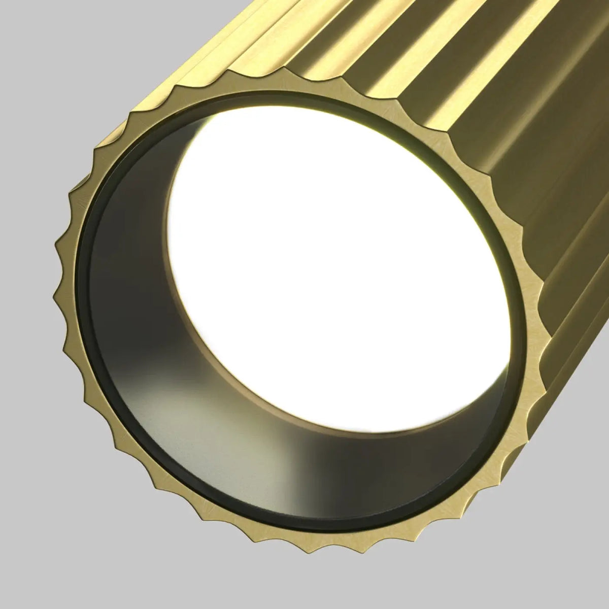 Spot semi-encastrable cylindre cannelé en aluminium, GU10, doré