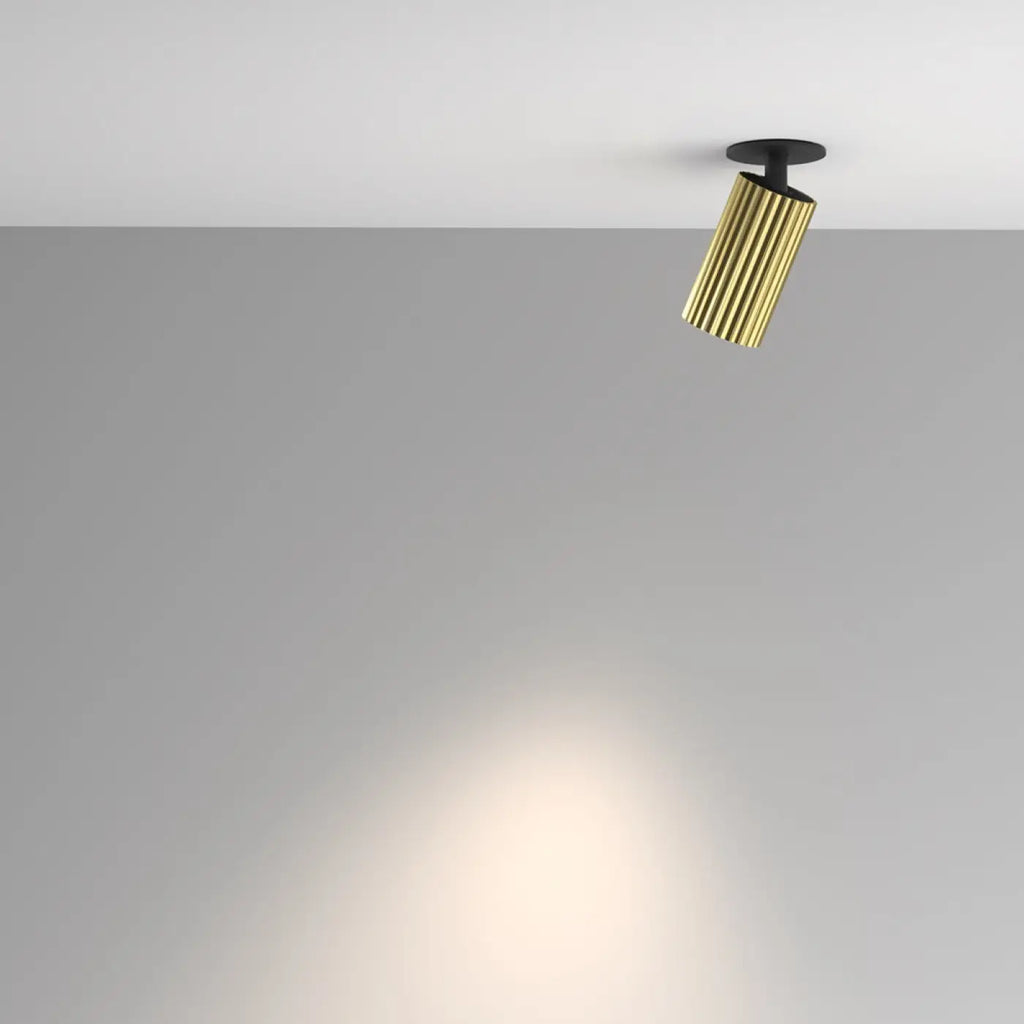 Spot semi-encastrable cylindre cannelé en aluminium, GU10
