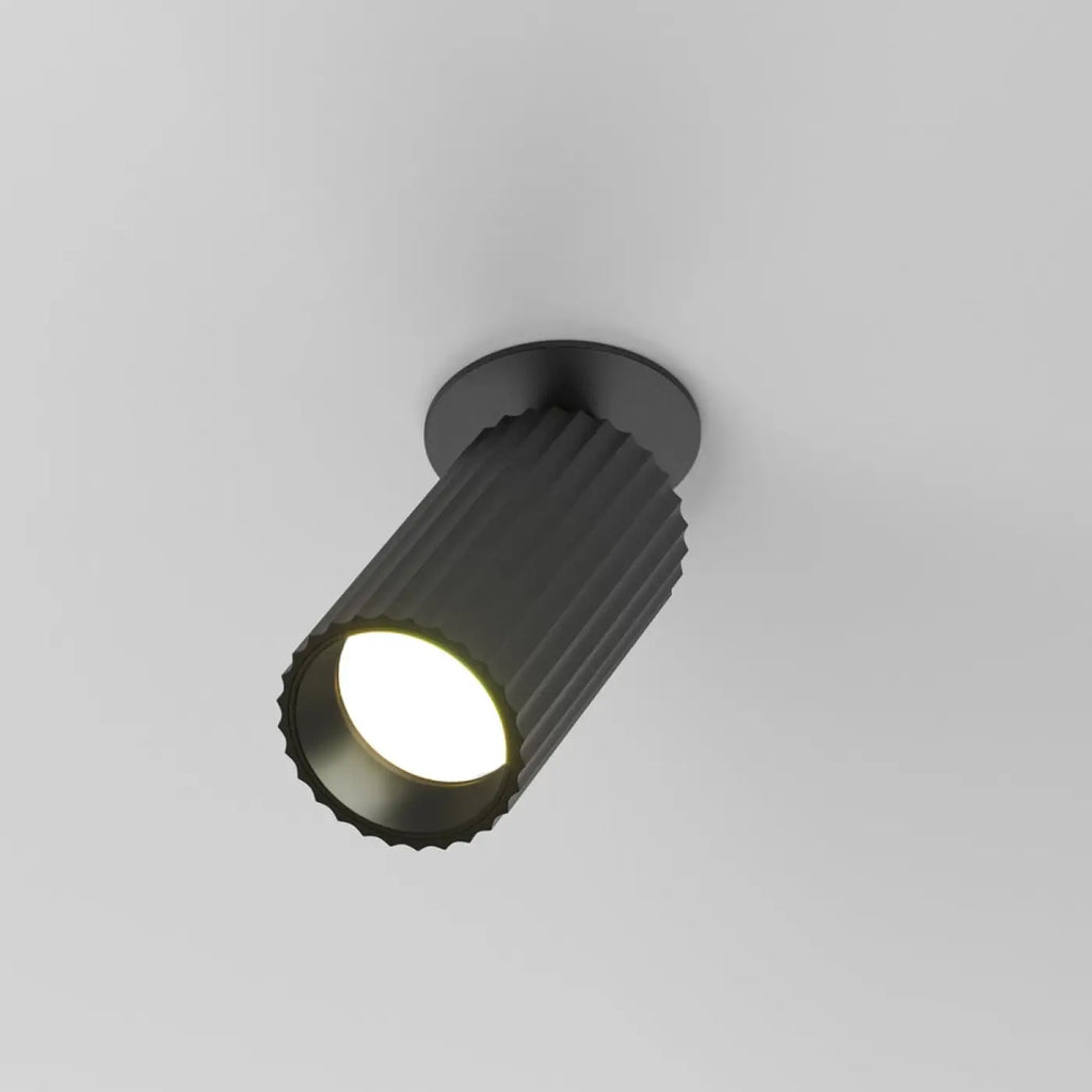 Spot semi-encastrable cylindre cannelé en aluminium, GU10