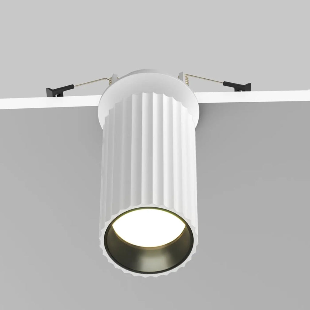 Spot semi-encastrable cylindre cannelé en aluminium, GU10