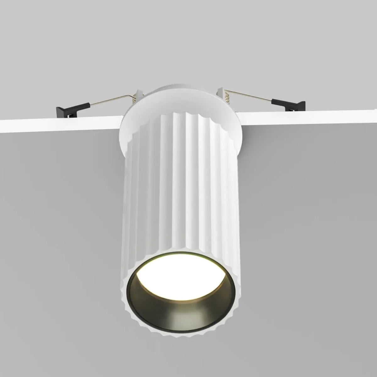 Spot semi-encastrable cylindre cannelé en aluminium, GU10