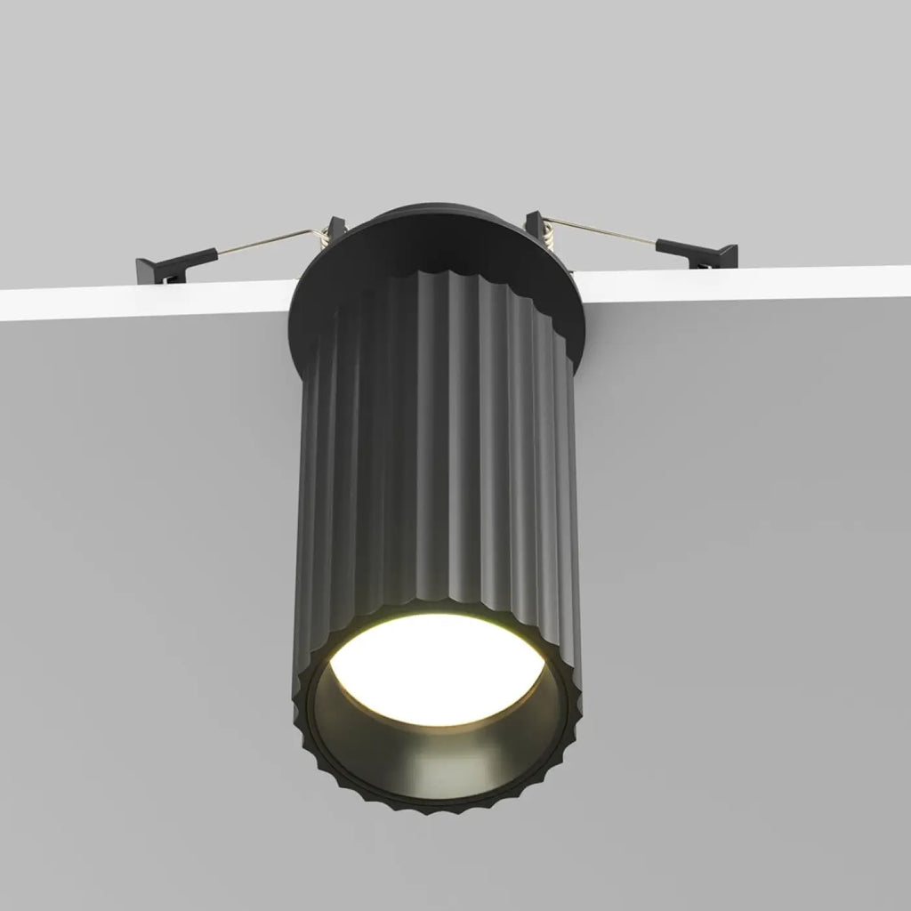 Spot semi-encastrable cylindre cannelé en aluminium, GU10