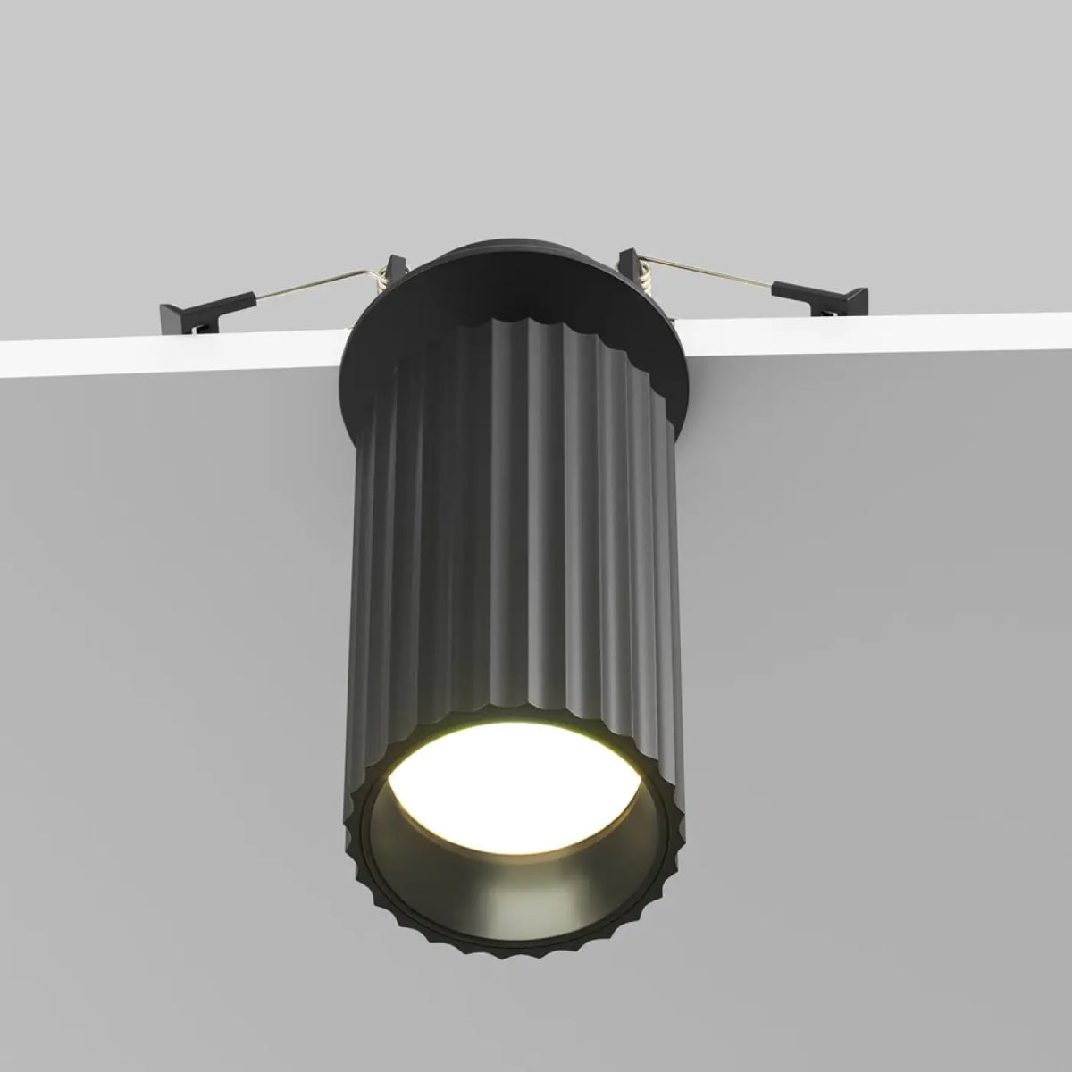 Spot semi-encastrable cylindre cannelé en aluminium, GU10