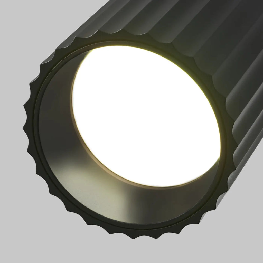Spot semi-encastrable cylindre cannelé en aluminium, GU10, noir