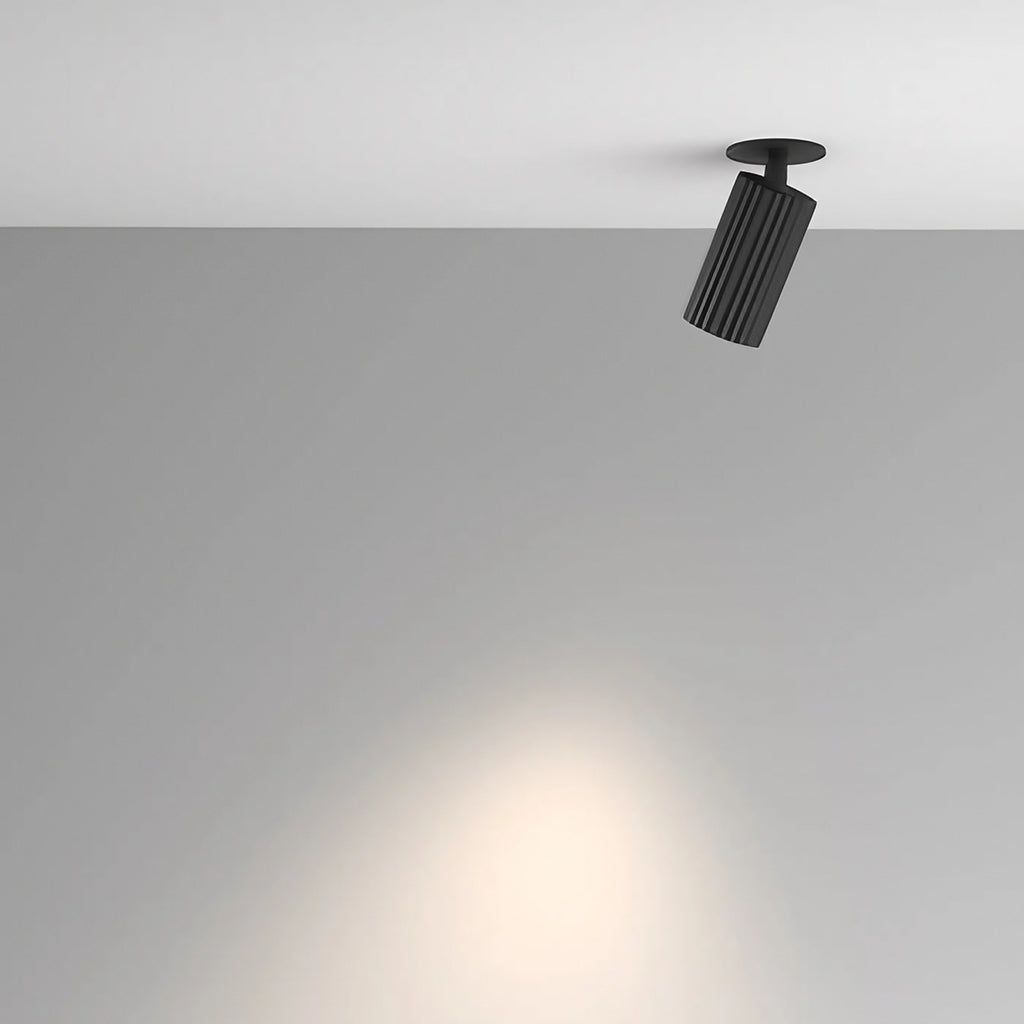 Spot semi-encastrable cylindre cannelé en aluminium, GU10