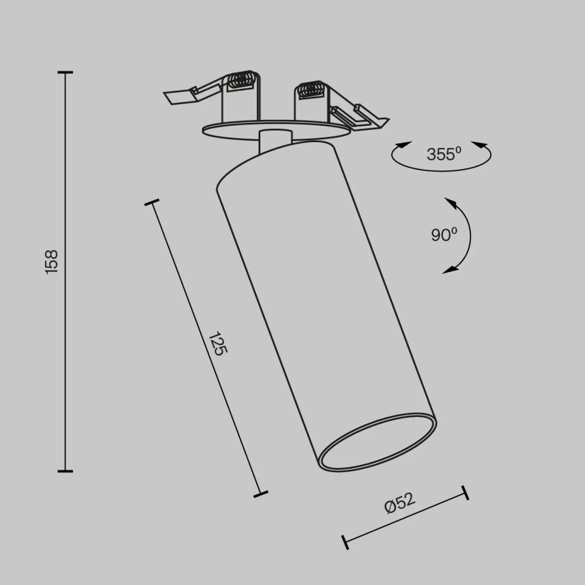 Spot LED semi-encastré orientable, cylindre en acier 12 W