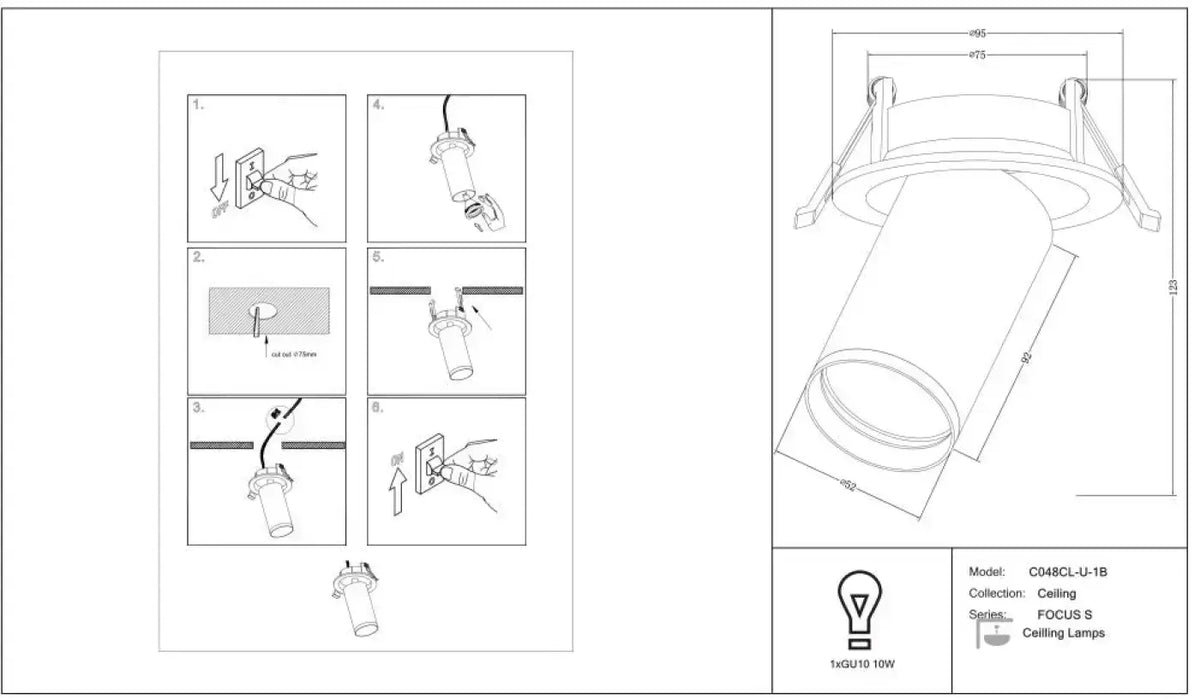 Spot semi-encastré à petite tête orientable en aluminium