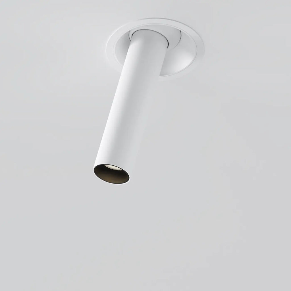 Spot semi-encastré LED à tube fin orientable, aluminium, blanc